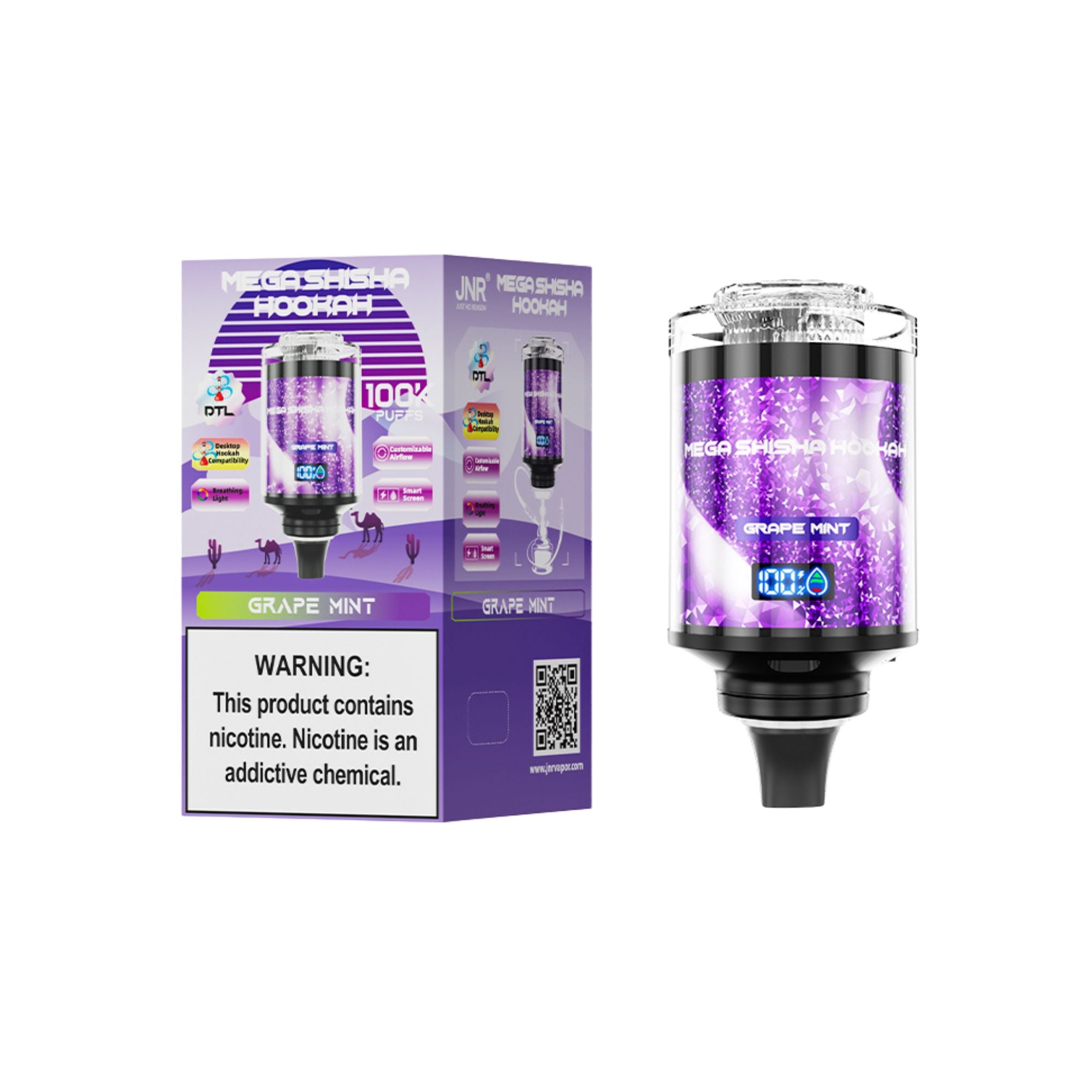 JNR - Mega Shisha Hookah - Cabeza De Shisha Electrónica - 2% de nicotina - 100000 Puffs