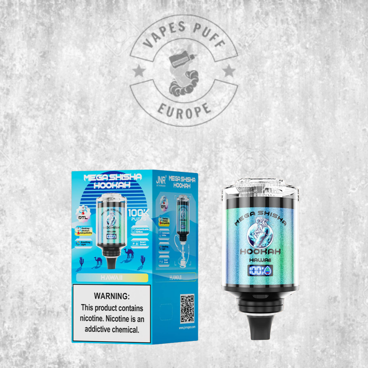 JNR - Mega Shisha Hookah - Cabeza De Shisha Electrónica - 2% de nicotina - 100000 Puffs