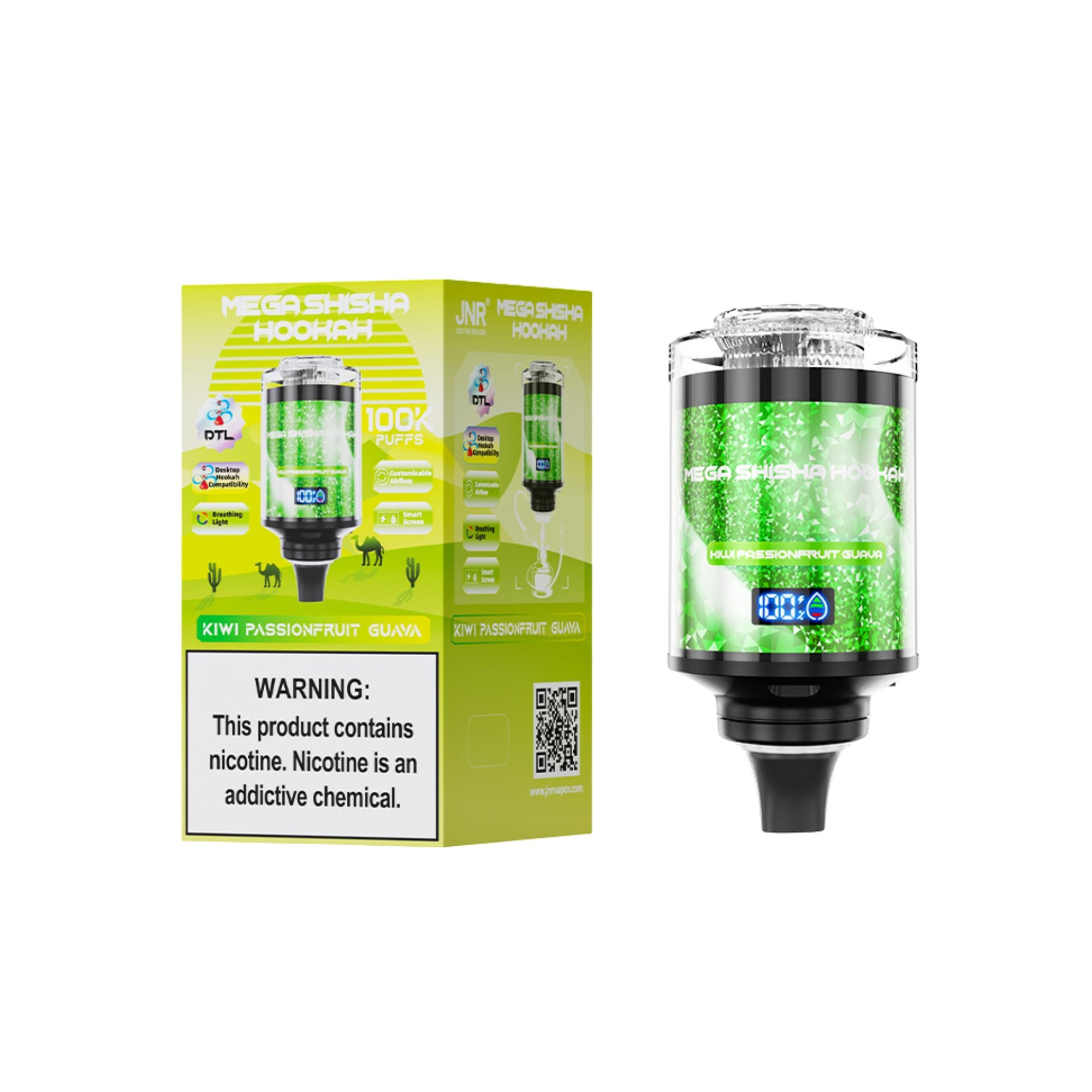 JNR - Mega Shisha Hookah - Cabeza De Shisha Electrónica - 2% de nicotina - 100000 Puffs