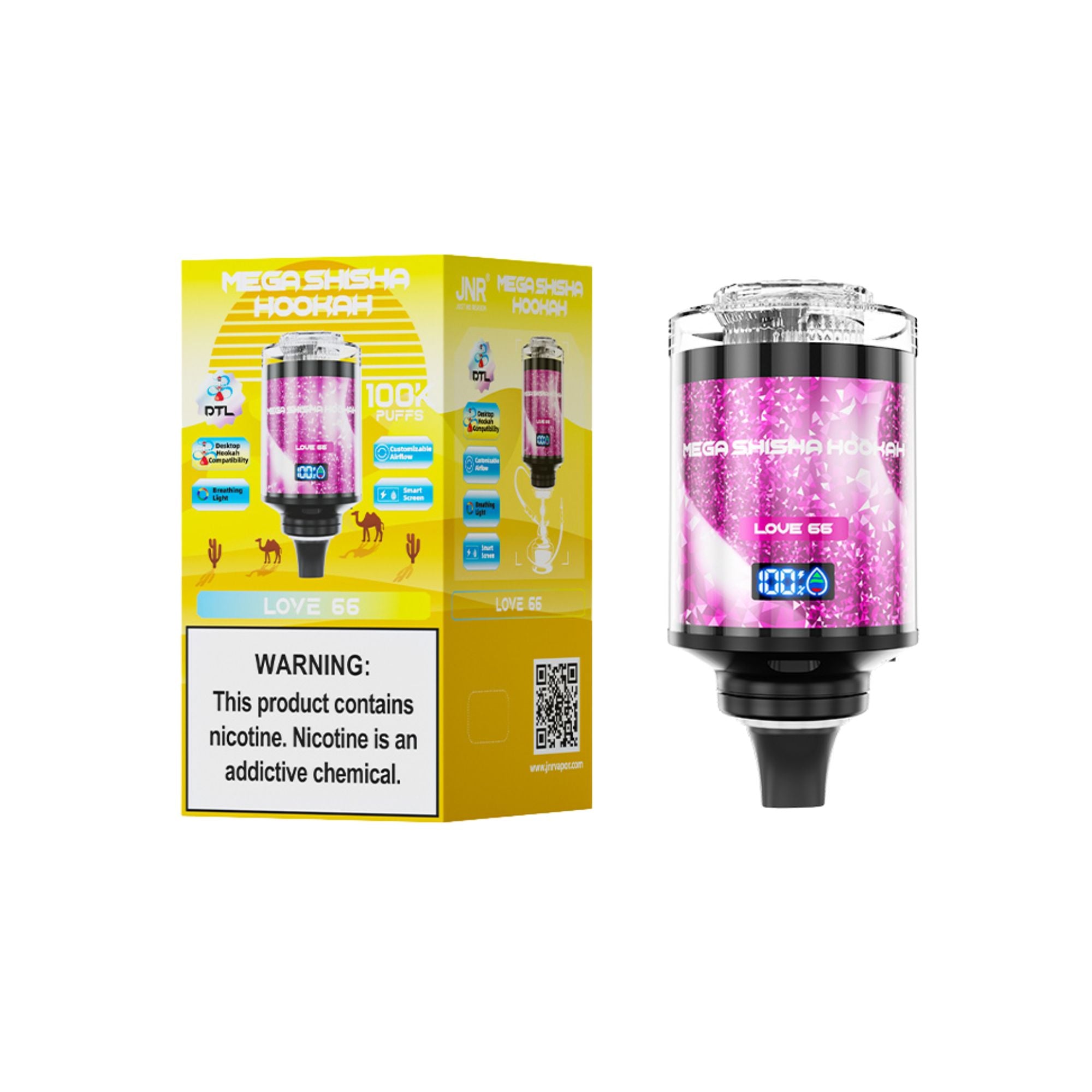 JNR - Mega Shisha Hookah - Cabeza De Shisha Electrónica - 2% de nicotina - 100000 Puffs