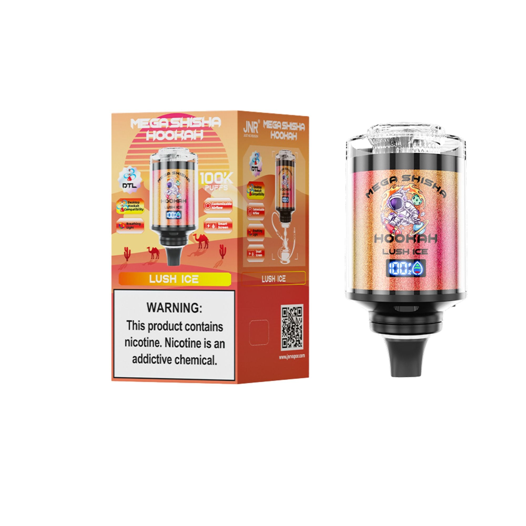 JNR - Mega Shisha Hookah - Cabeza De Shisha Electrónica - 2% de nicotina - 100000 Puffs