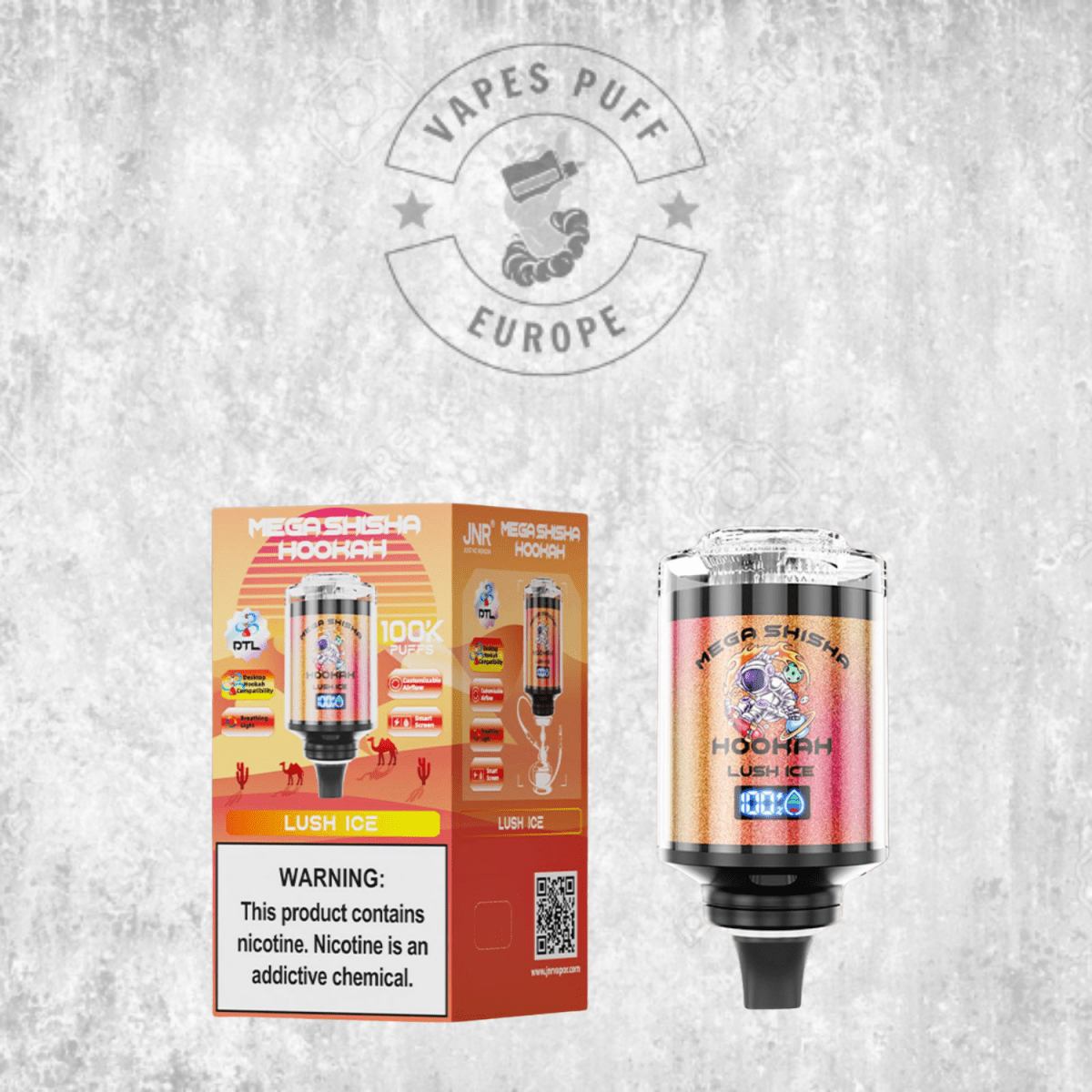 Puff JNR Mega Shisha Hookah 100K Lush Ice Cigarette électronique jetable VapesPuffEurope