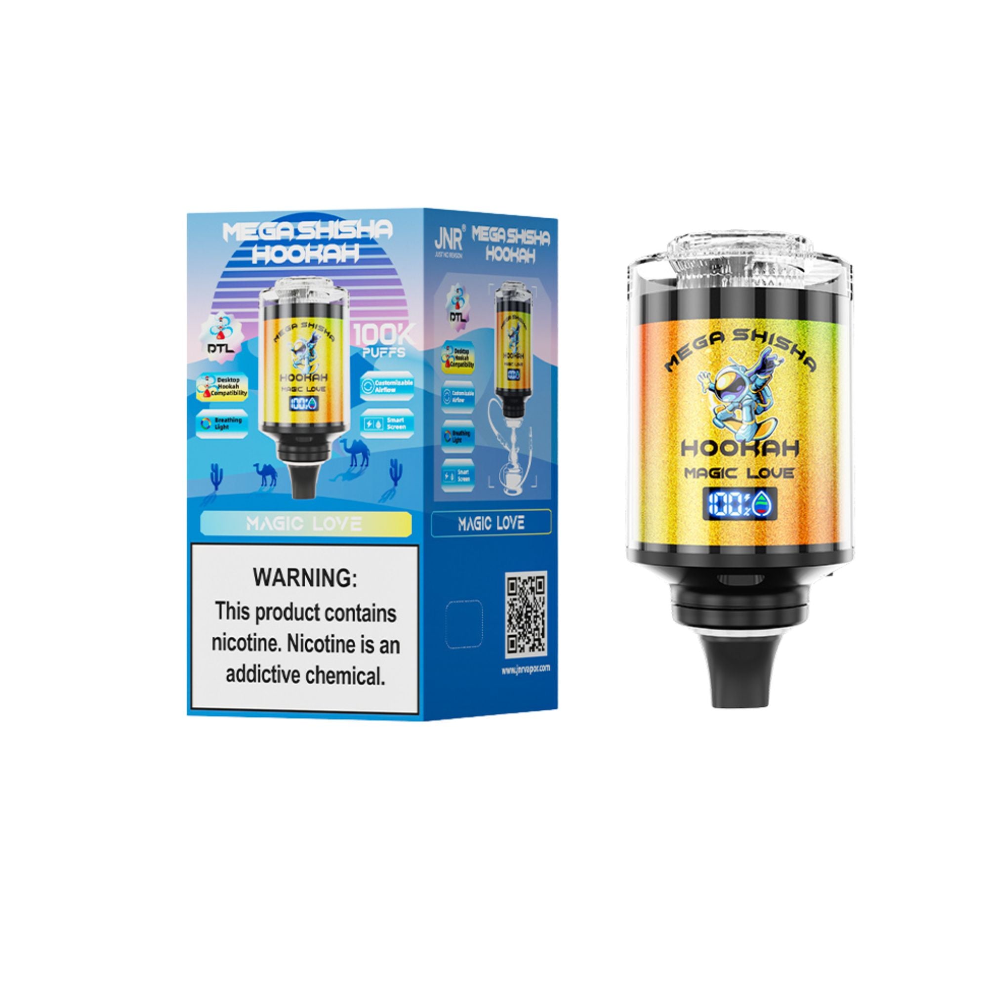 JNR - Mega Shisha Hookah - Cabeza De Shisha Electrónica - 2% de nicotina - 100000 Puffs