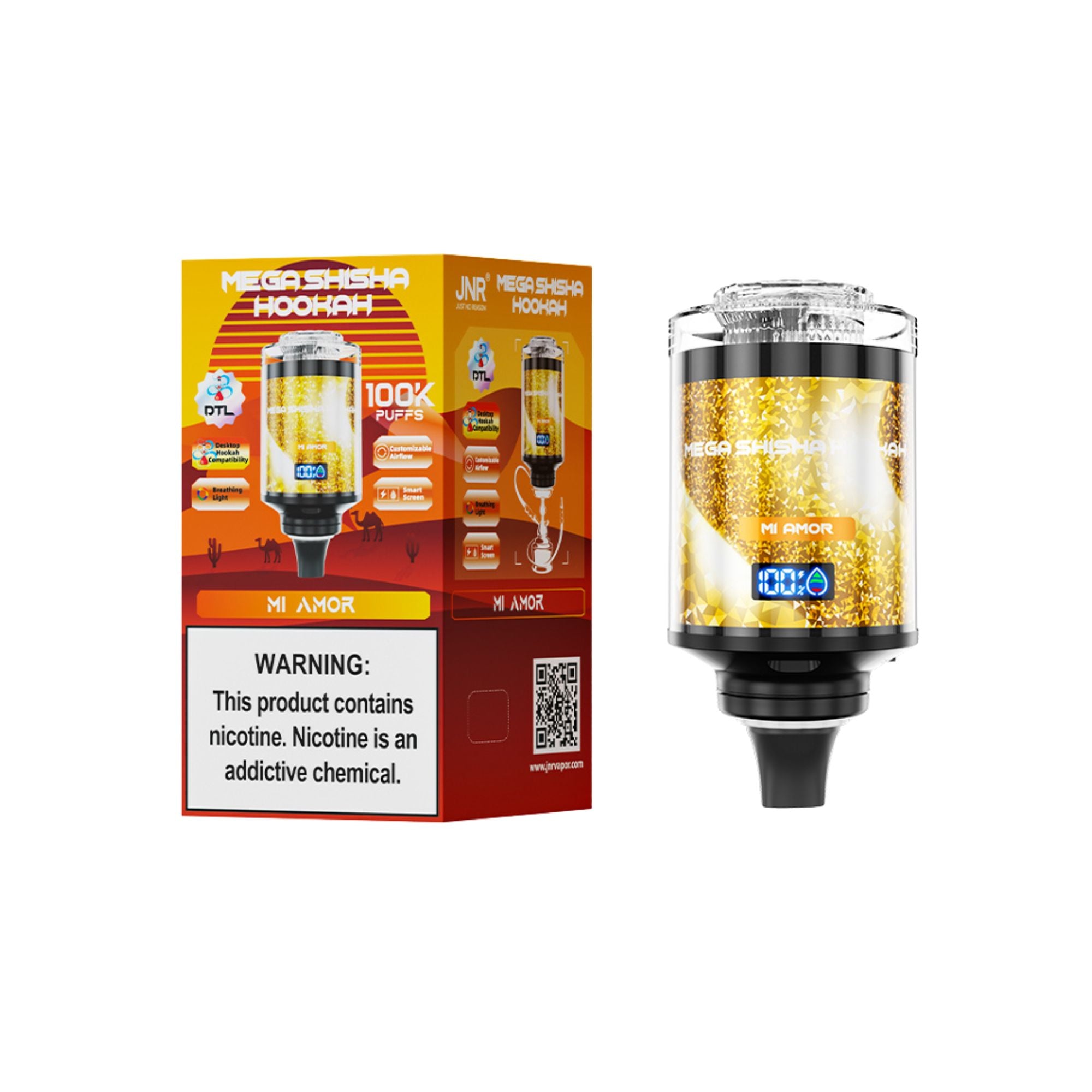 JNR - Mega Shisha Hookah - Cabeza De Shisha Electrónica - 2% de nicotina - 100000 Puffs