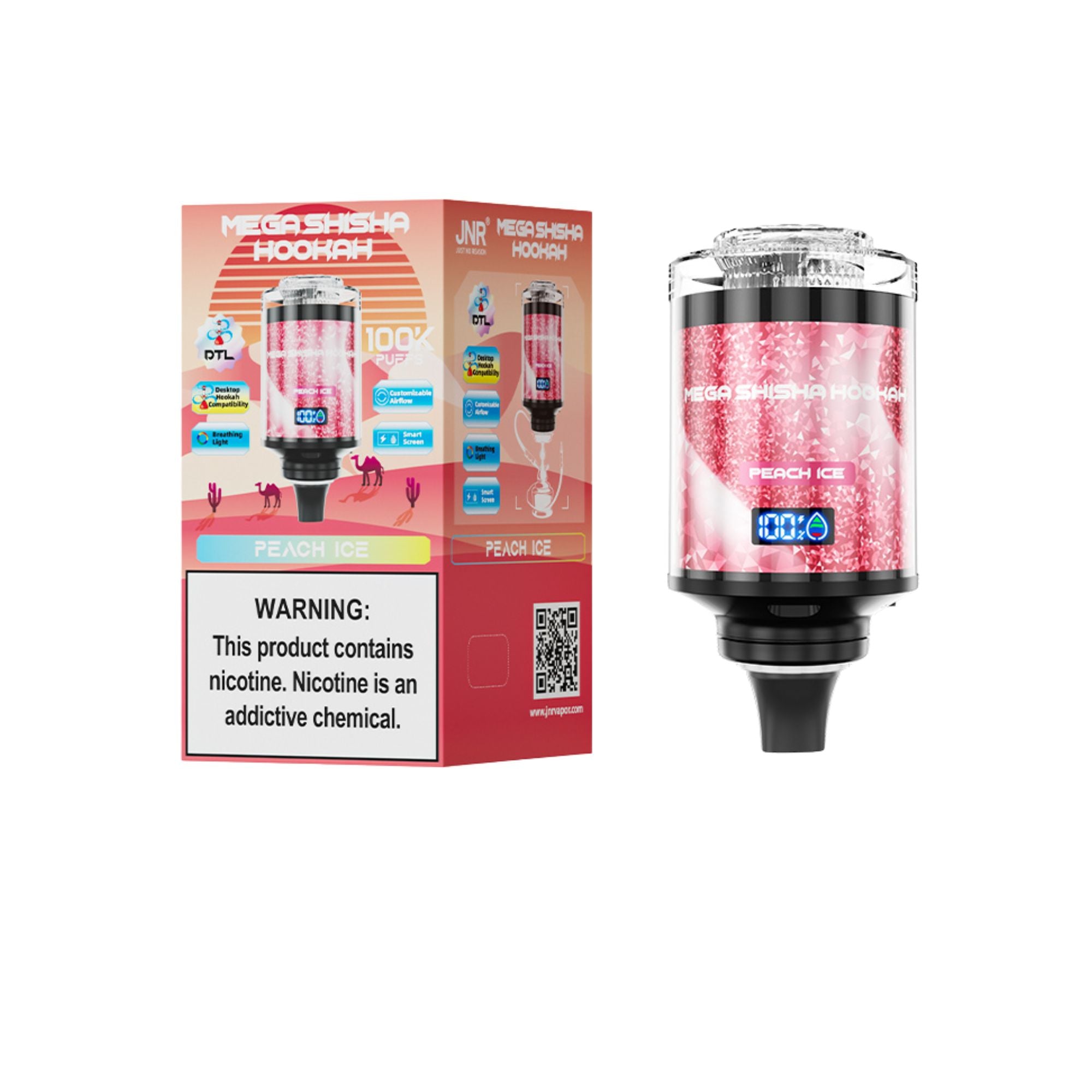 JNR - Mega Shisha Hookah - Cabeza De Shisha Electrónica - 2% de nicotina - 100000 Puffs