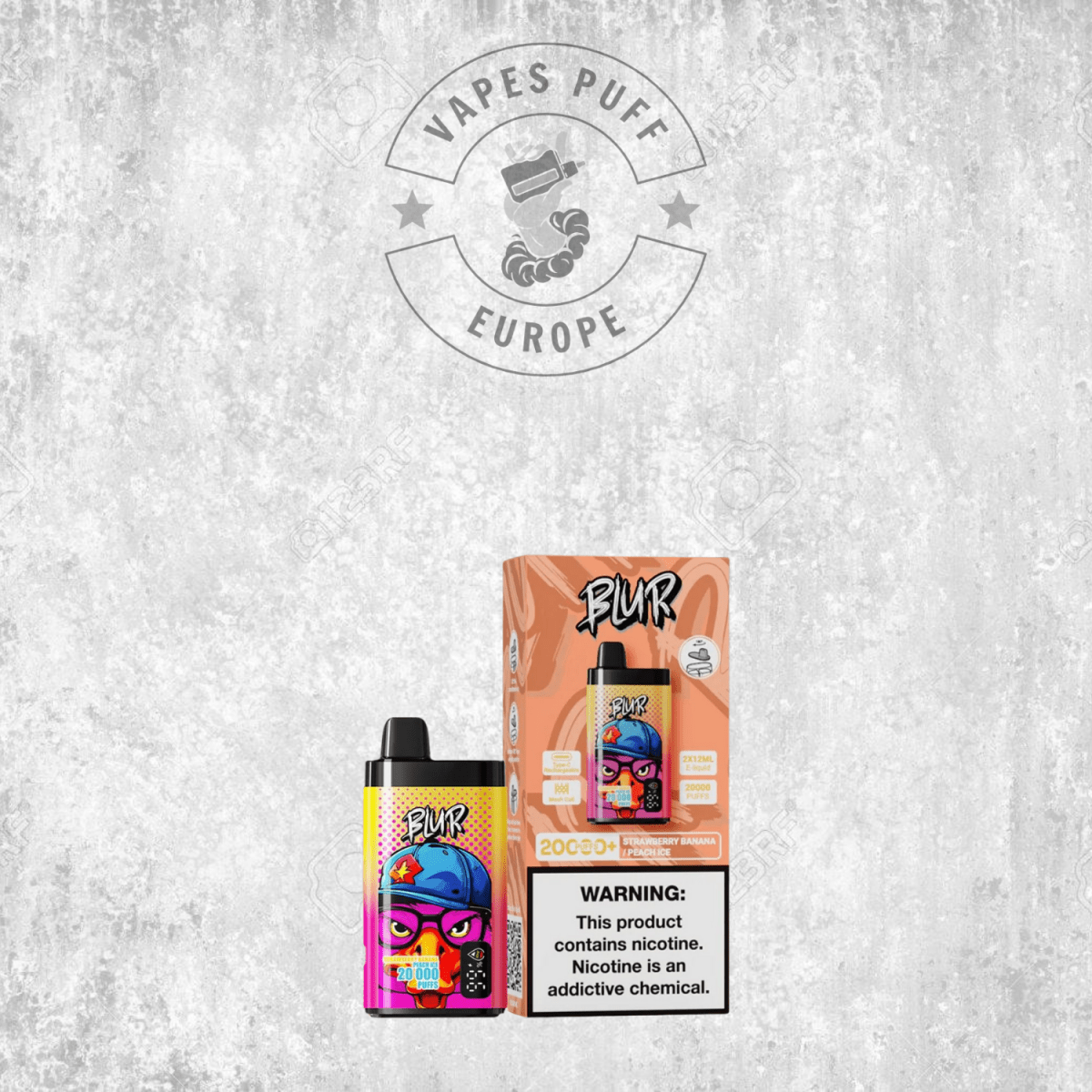 Puff Blur 20K Strawberry Banana Peach Ice Cigarette électronique jetable VapesPuffEurope