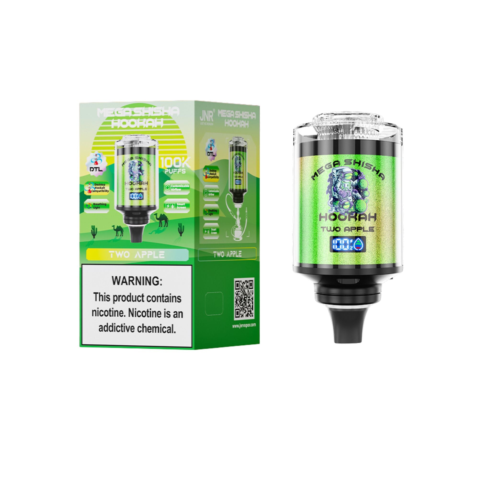 JNR - Mega Shisha Hookah - Cabeza De Shisha Electrónica - 2% de nicotina - 100000 Puffs