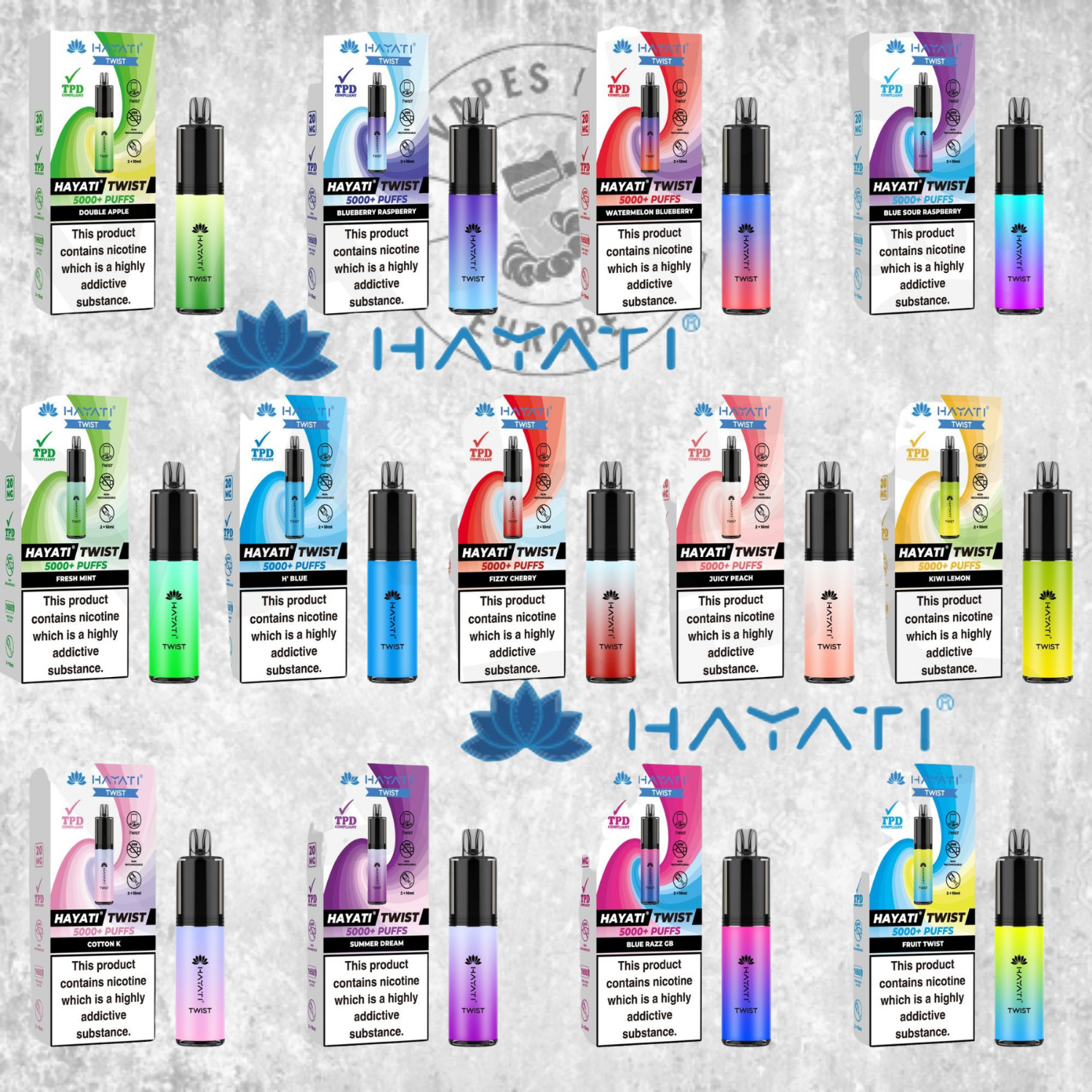 Hayati Twist 5000 - Puff Jetable / Vape Disposable - 2% nicotine