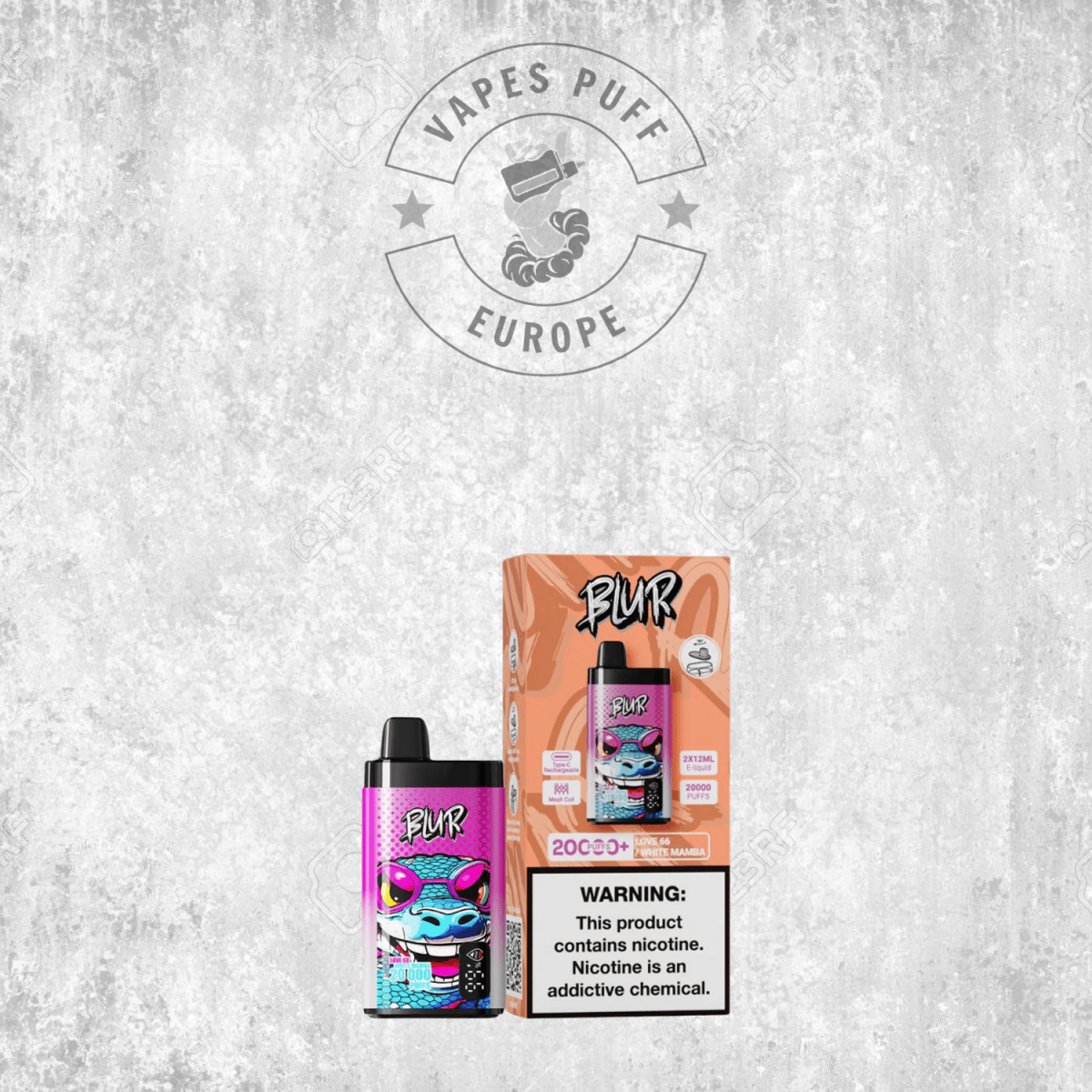 Puff Blur 20K Love 66 White Mamba Cigarette électronique jetable VapesPuffEurope