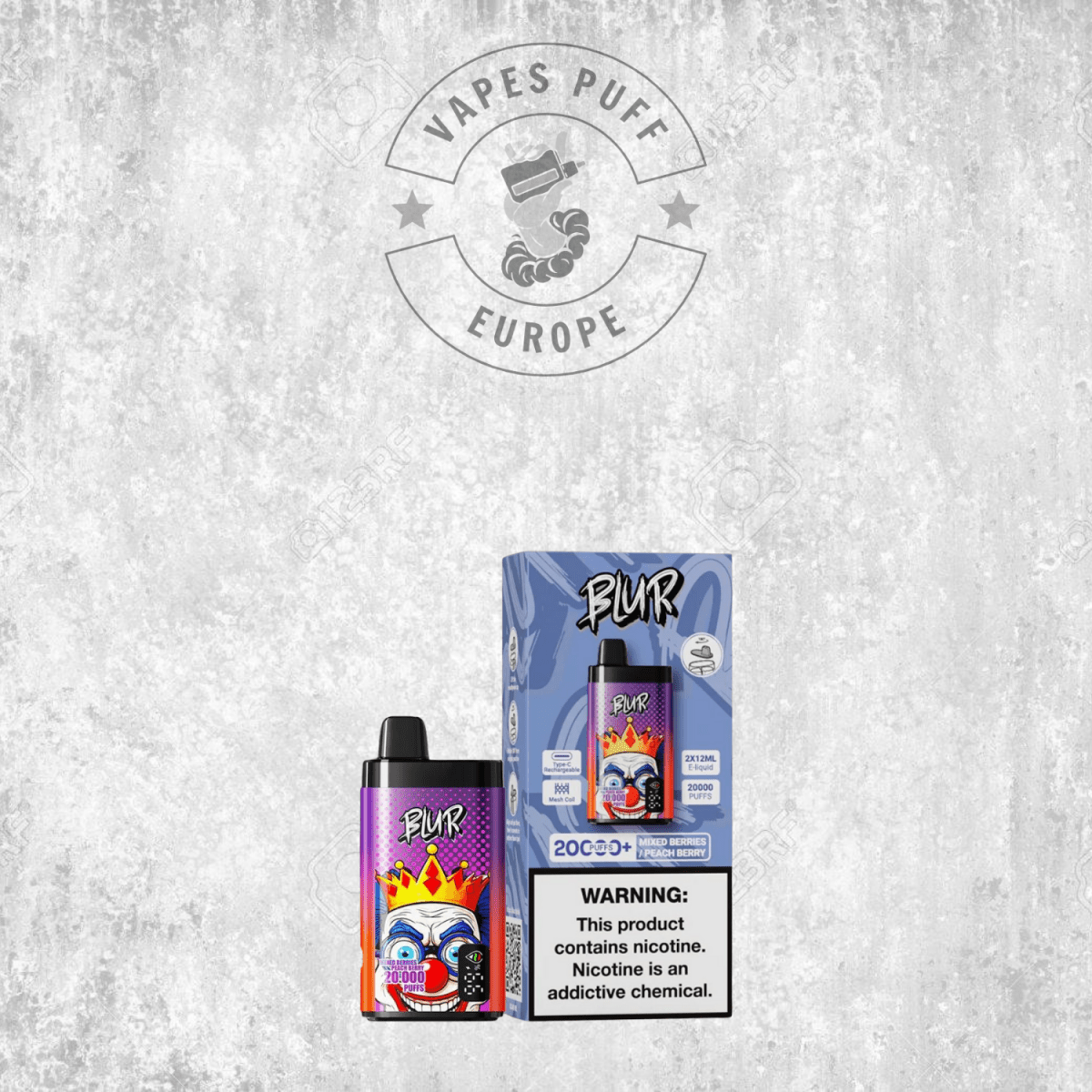 Puff Blur 20K Mixed Berry Peach Berry Cigarette électronique jetable VapesPuffEurope