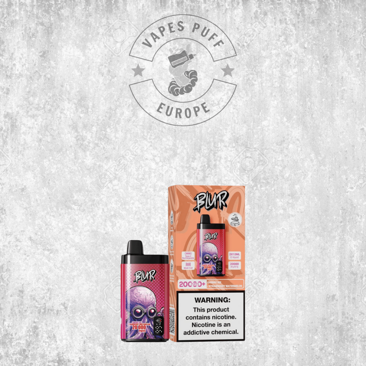 Puff Blur 20K Cherry Ice Strawberry Watermelon Cigarette électronique jetable VapesPuffEurope