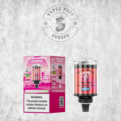 Puff JNR Mega Shisha Hookah 100K Strawberry Punch Cigarette électronique jetable VapesPuffEurope