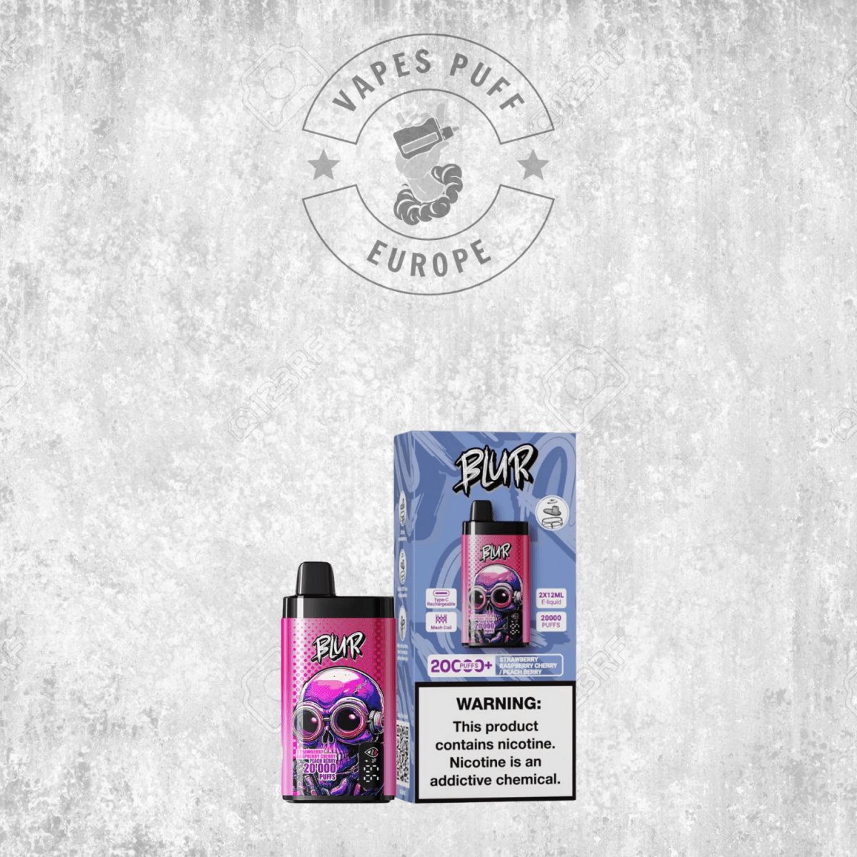 Puff Blur 20K Strawberry Raspberry Cherry Peach Berry Cigarette électronique jetable VapesPuffEurope