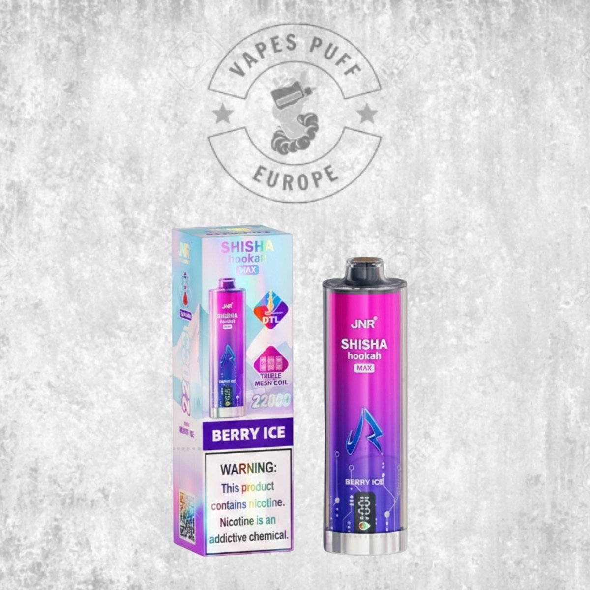 Puff JNR Shisha Max 22K Berry Ice Cigarette électronique jetable 