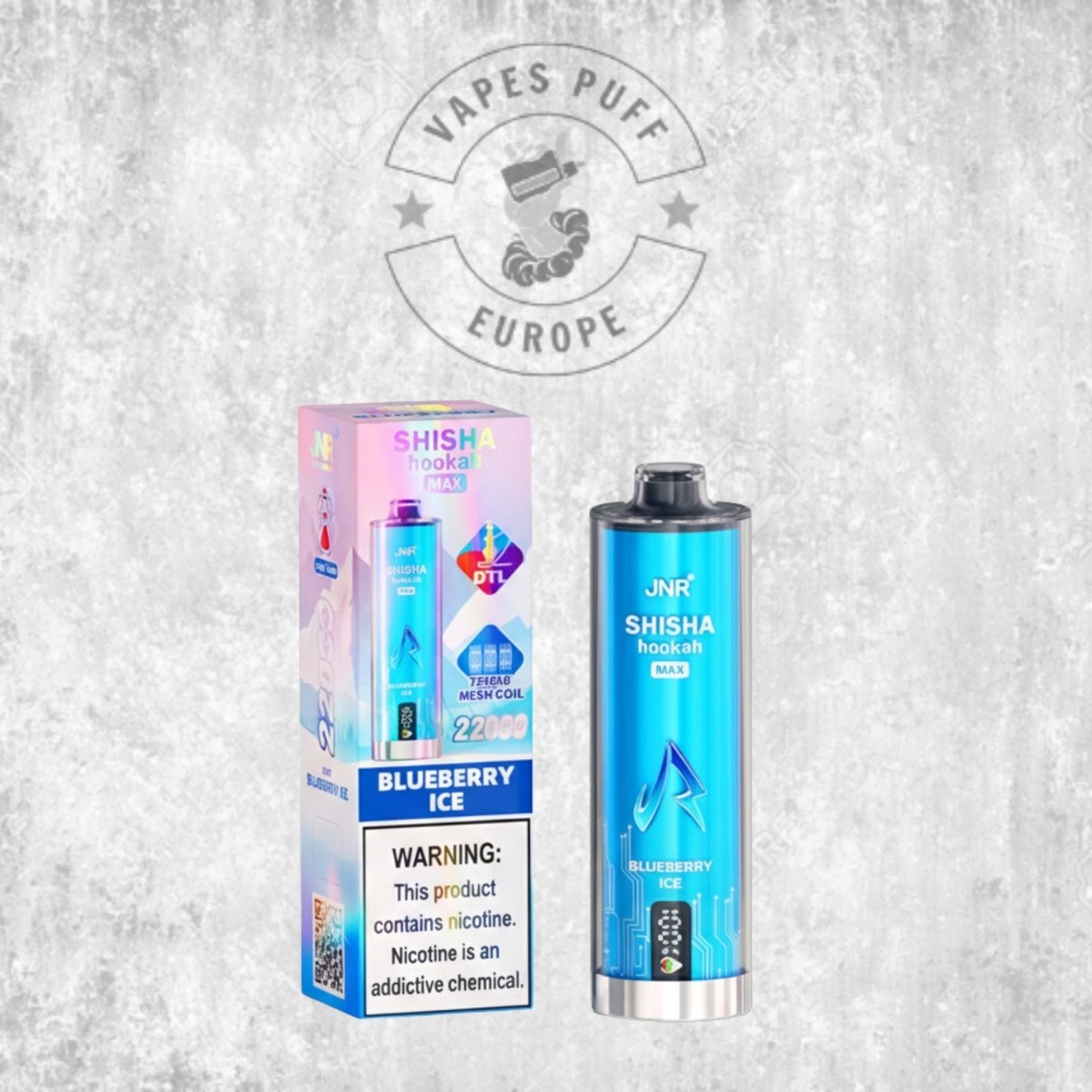 Puff JNR Shisha Max 22K Blueberry Ice Cigarette électronique jetable 