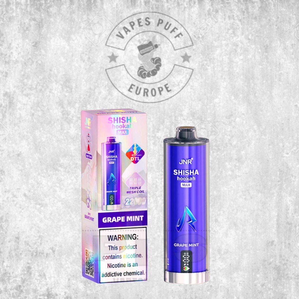 Puff JNR Shisha Max 22K Grape Mint Cigarette électronique jetable 