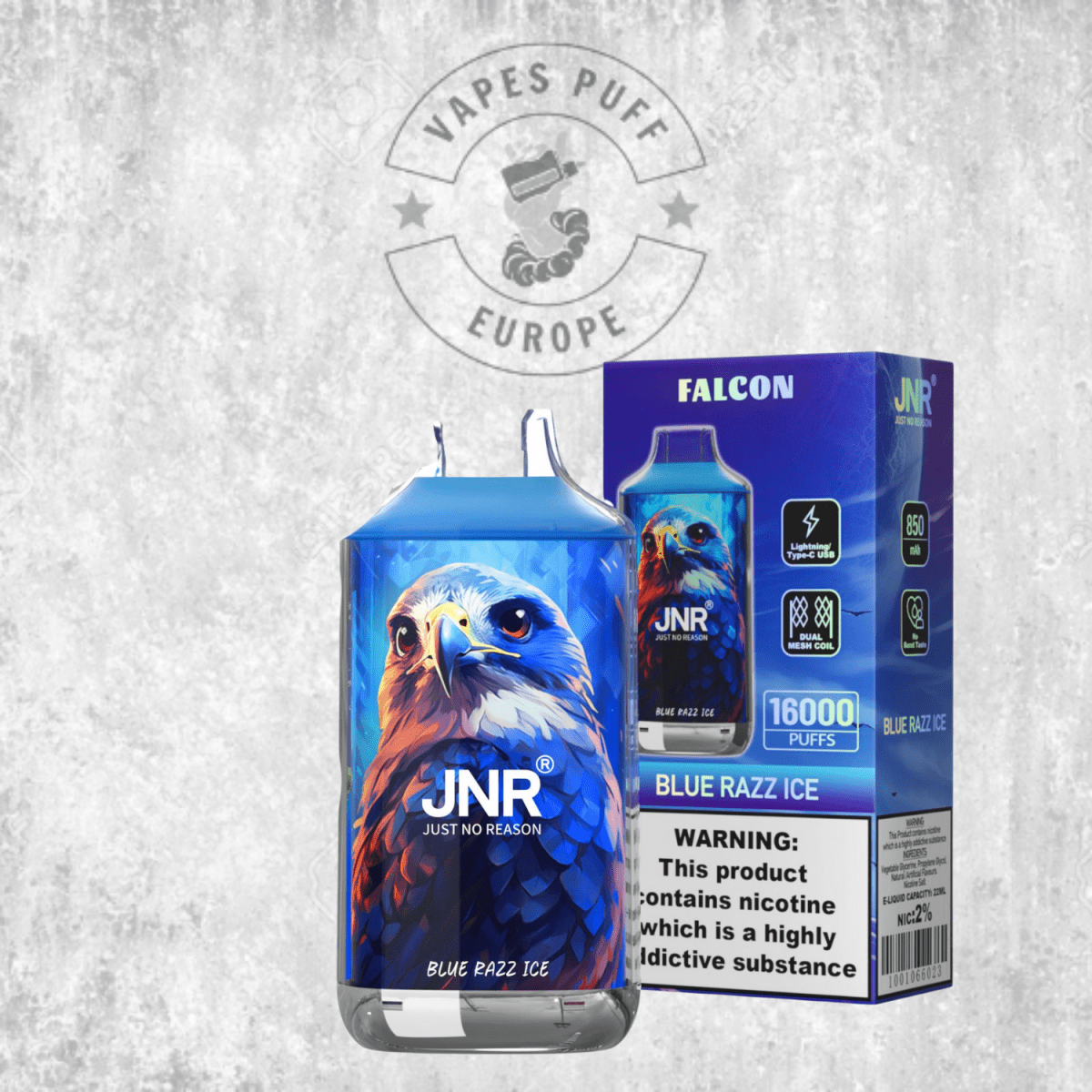 Puff JNR Falcon 16K Blue Razz Ice Cigarette électronique jetable VapesPuffEurope