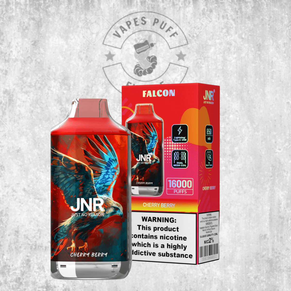 Puff JNR Falcon 16K Cherry Berry Cigarette électronique jetable VapesPuffEurope