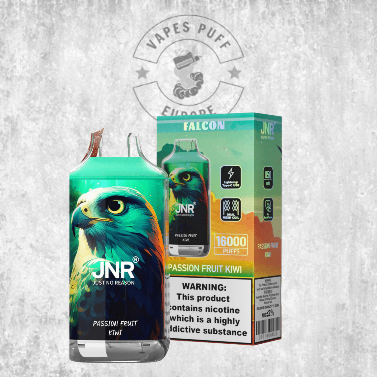 Puff JNR Falcon 16K Passion Fruit Kiwi Cigarette électronique jetable VapesPuffEurope