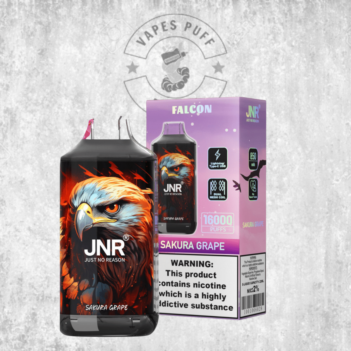 Puff JNR Falcon 16K Sakura Grape Cigarette électronique jetable VapesPuffEurope