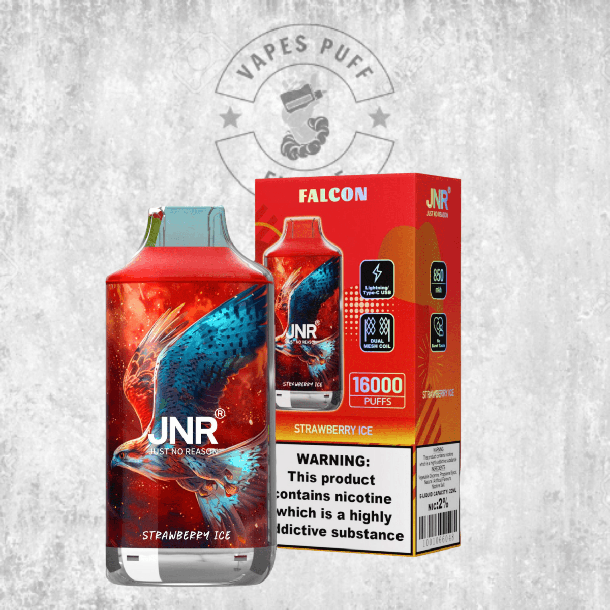 Puff JNR Falcon 16K Strawberry Ice Cigarette électronique jetable VapesPuffEurope