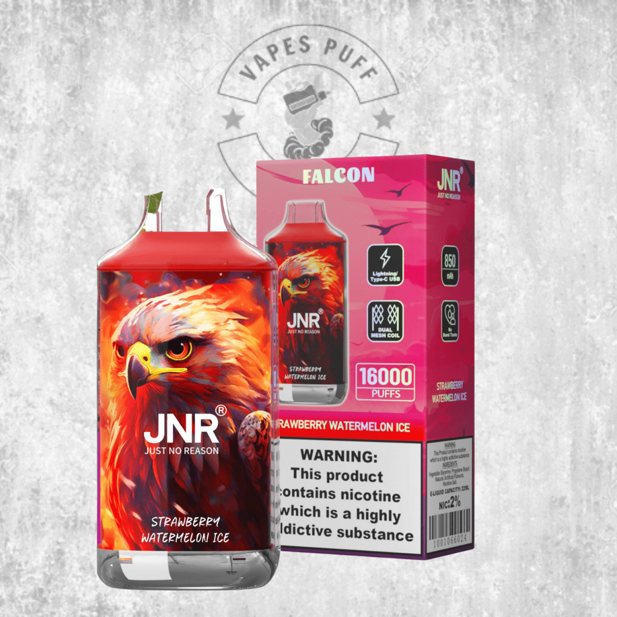 Puff JNR Falcon 16K Strawberry Watermelon Ice Cigarette électronique jetable VapesPuffEurope