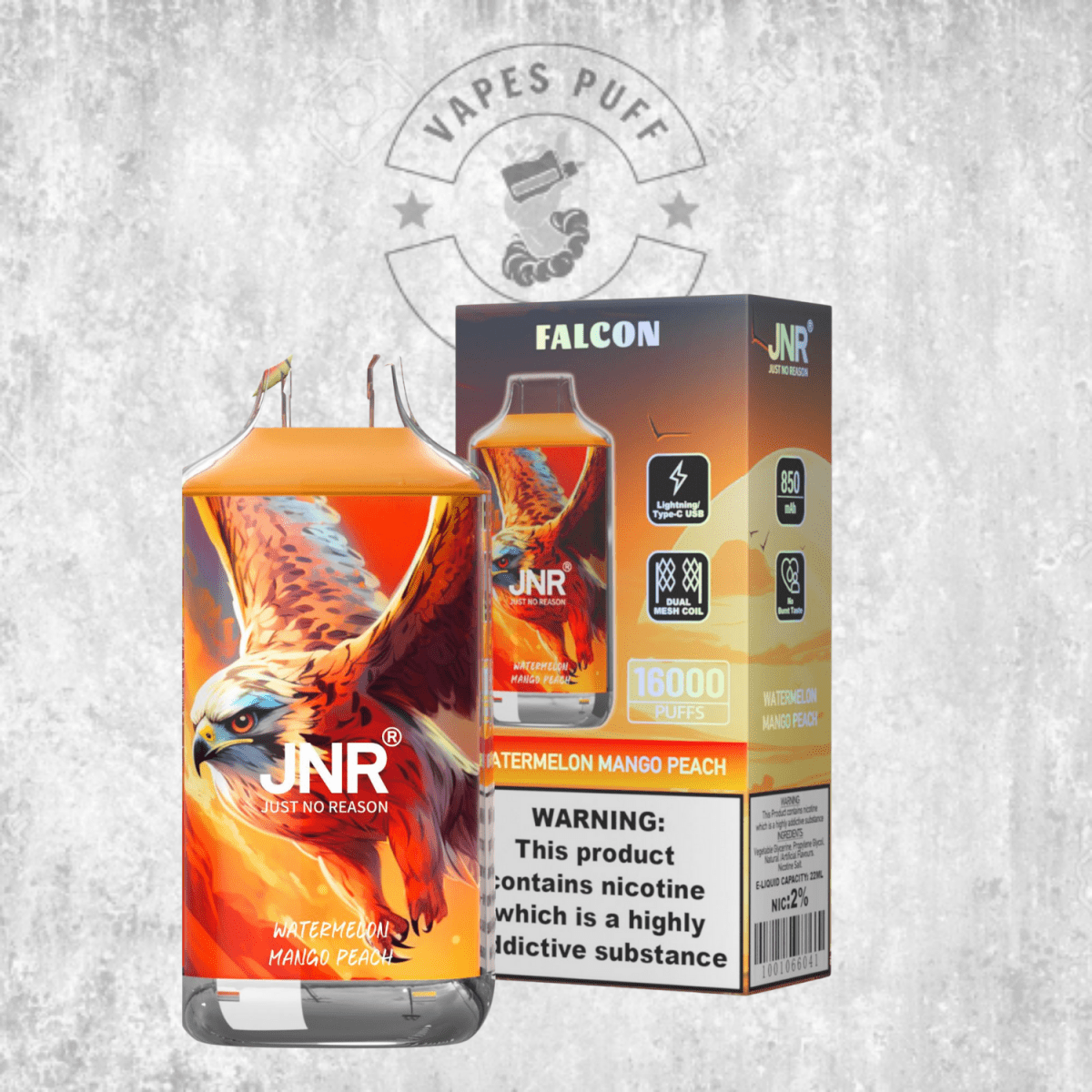 Puff JNR Falcon 16K Watermelon Mango Peach Cigarette électronique jetable VapesPuffEurope