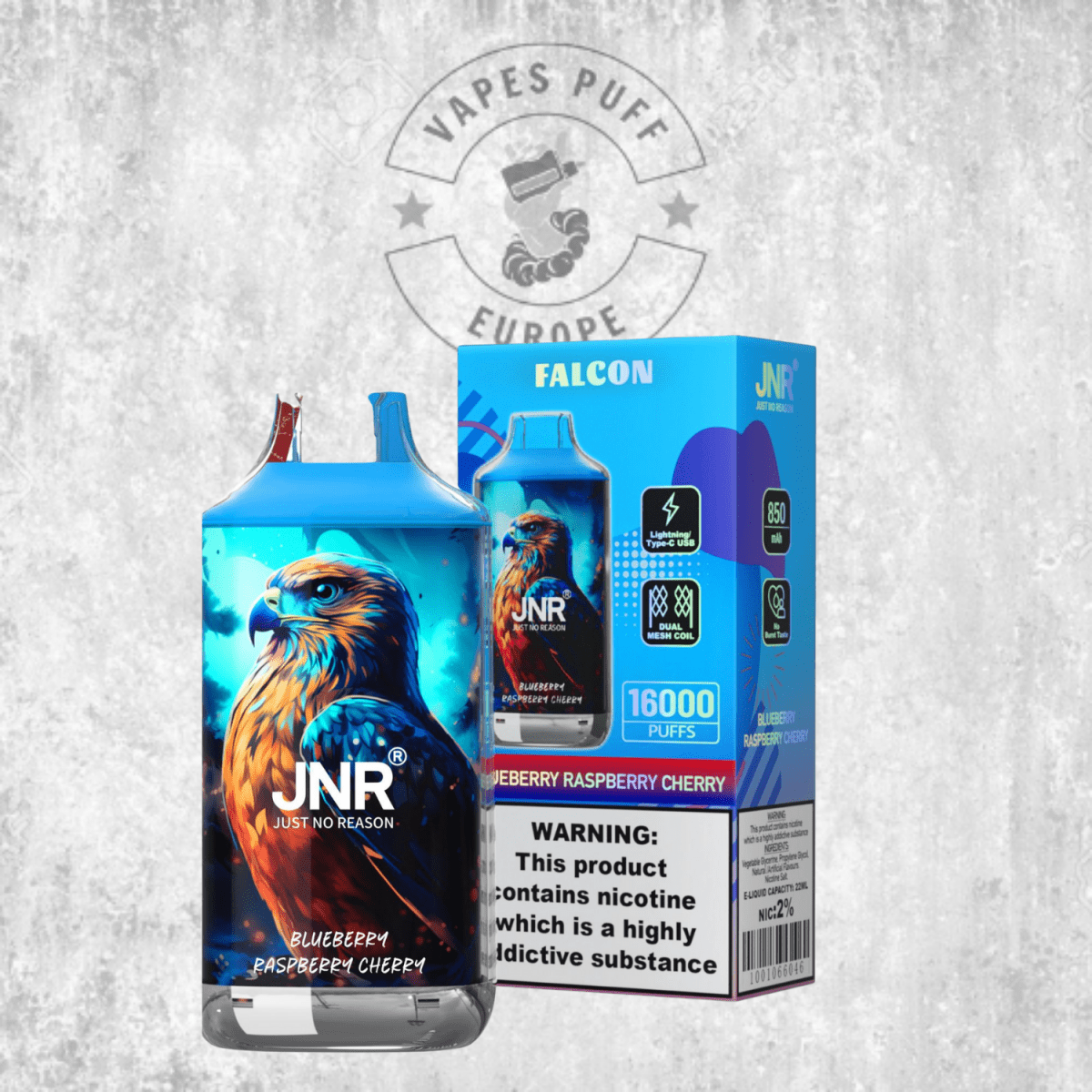 Puff JNR Falcon 16K Blueberry Raspberry Cherry Cigarette électronique jetable VapesPuffEurope