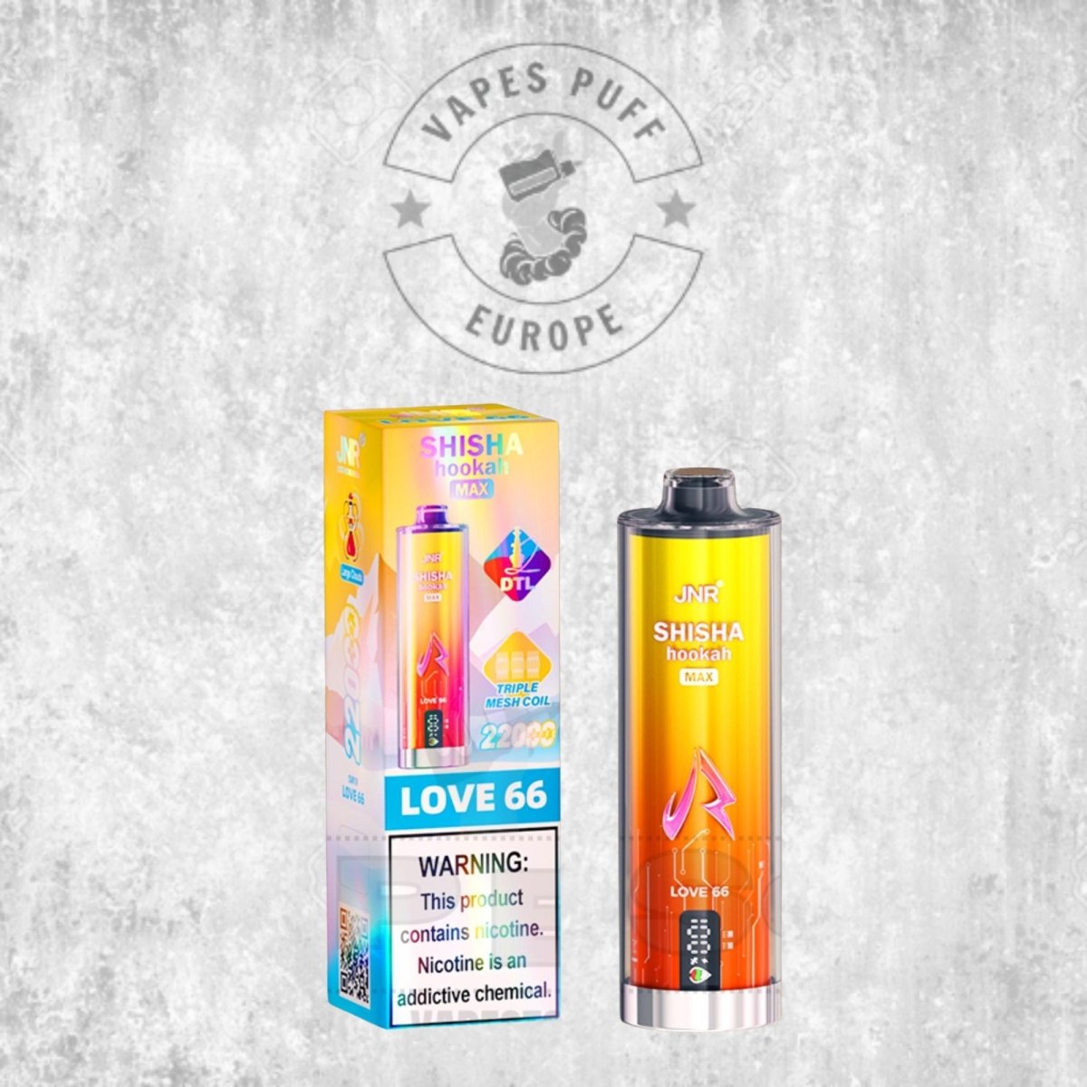 Puff JNR Shisha Max 22K Love 66 Cigarette électronique jetable 