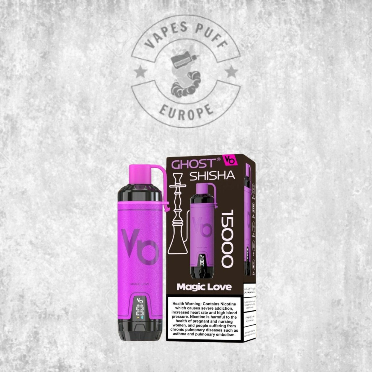 Puff Ghost Shisha 15K Magic Love Cigarette électronique jetable 