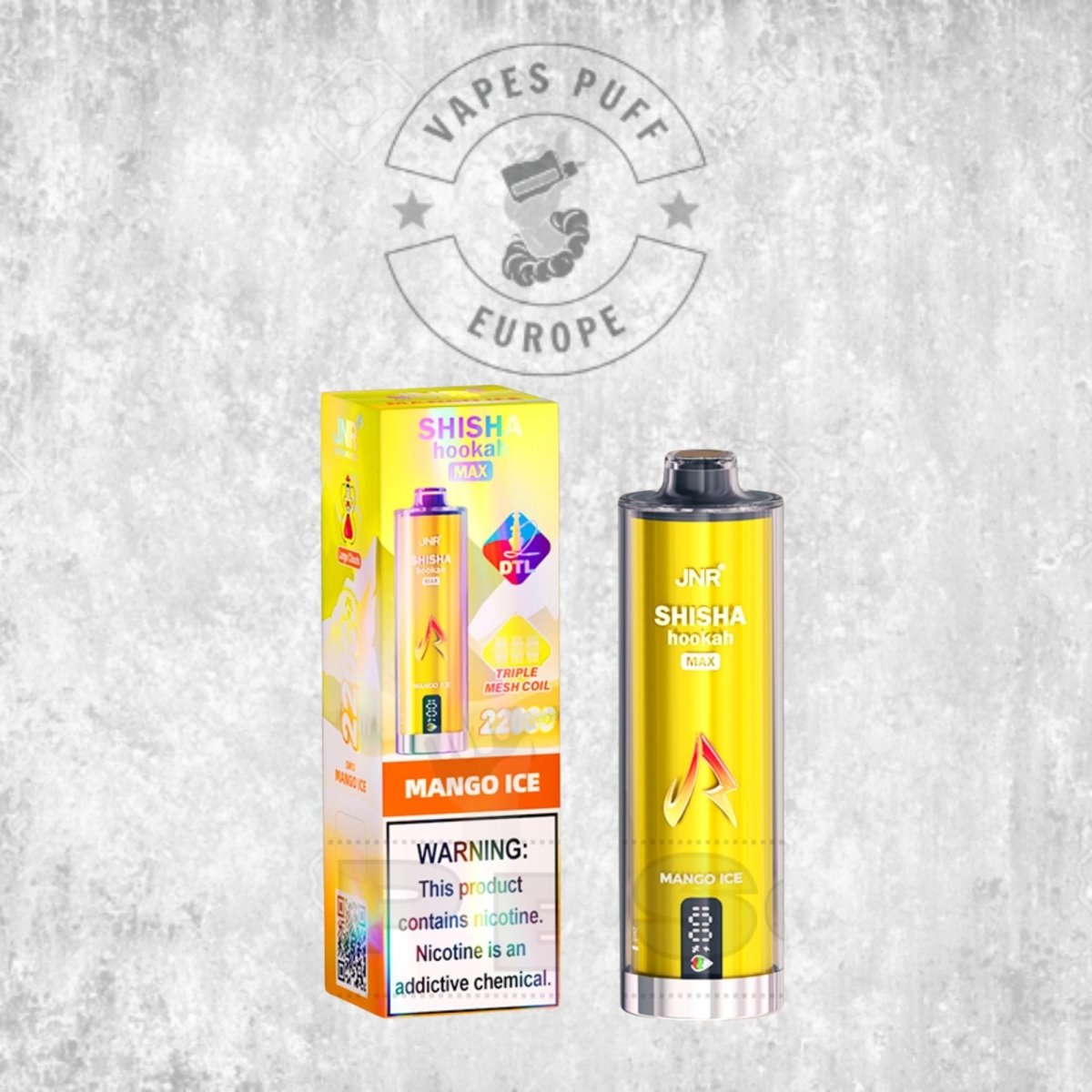 Puff JNR Shisha Max 22K Mango Ice Cigarette électronique jetable 