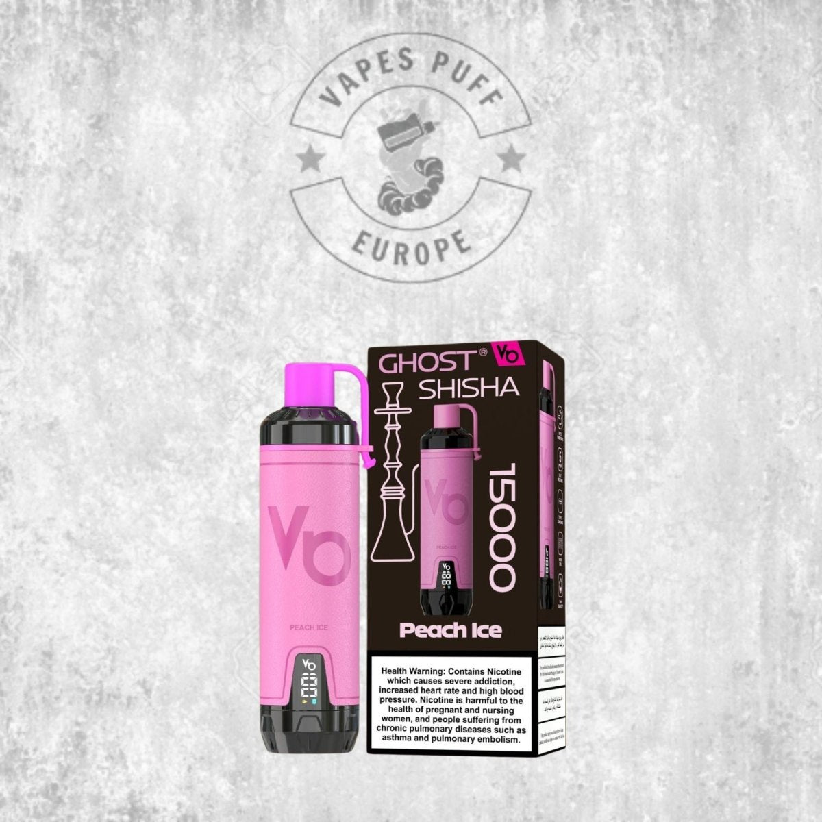 Puff Ghost Shisha 15K Peach Ice Cigarette électronique jetable 