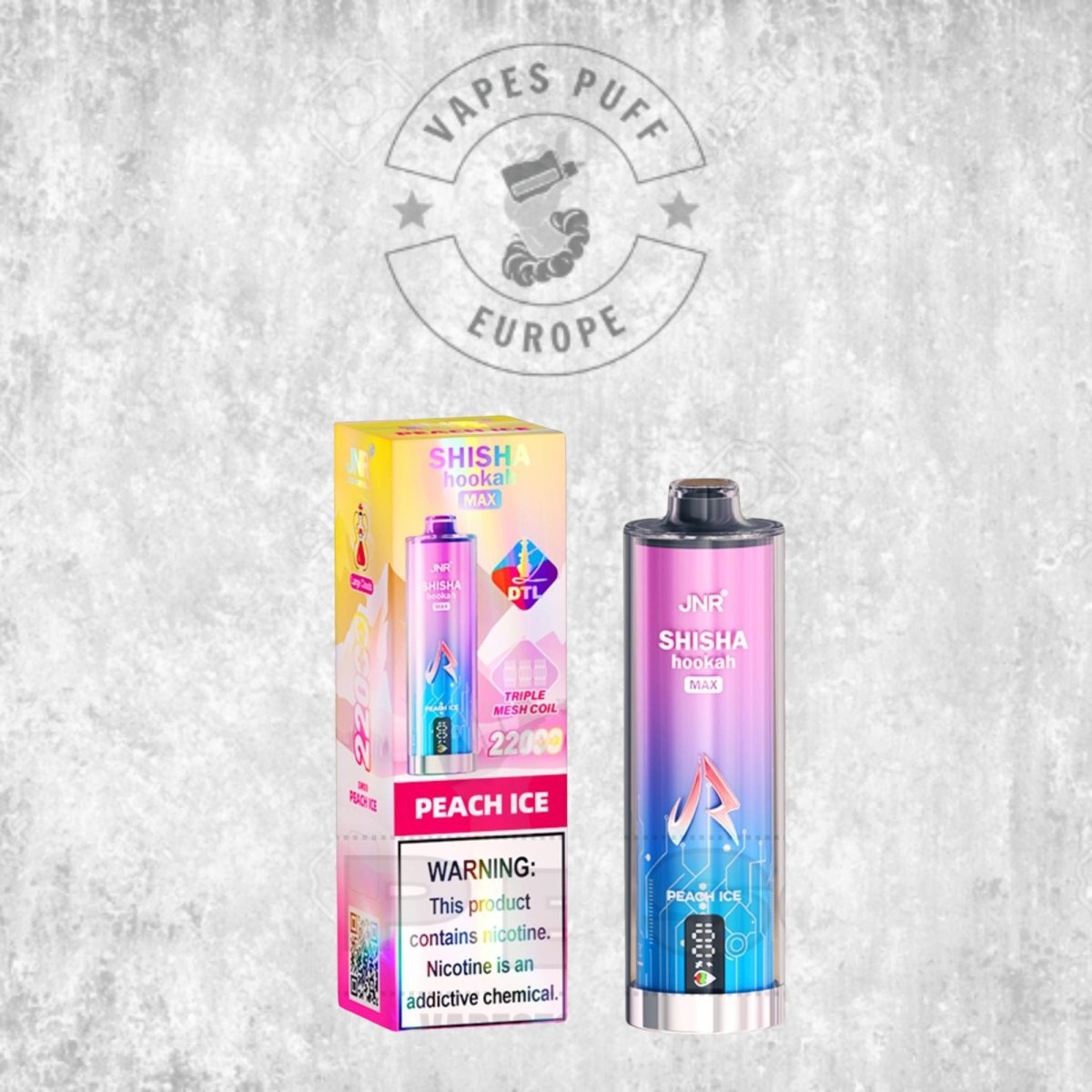 Puff JNR Shisha Max 22K Peach Ice Cigarette électronique jetable 