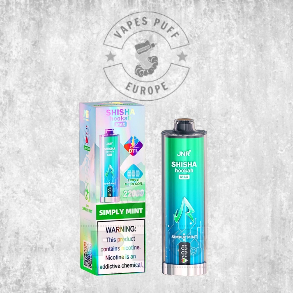 Puff JNR Shisha Max 22K Simply Mint Cigarette électronique jetable 