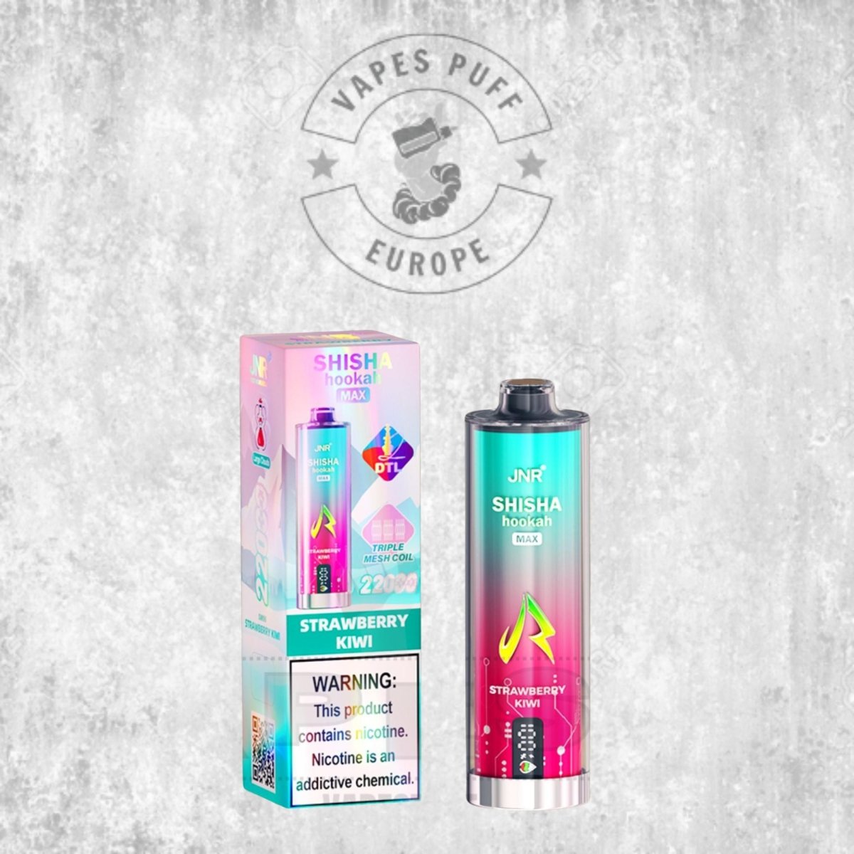 Puff JNR Shisha Max 22K Strawberry Kiwi Cigarette électronique jetable 