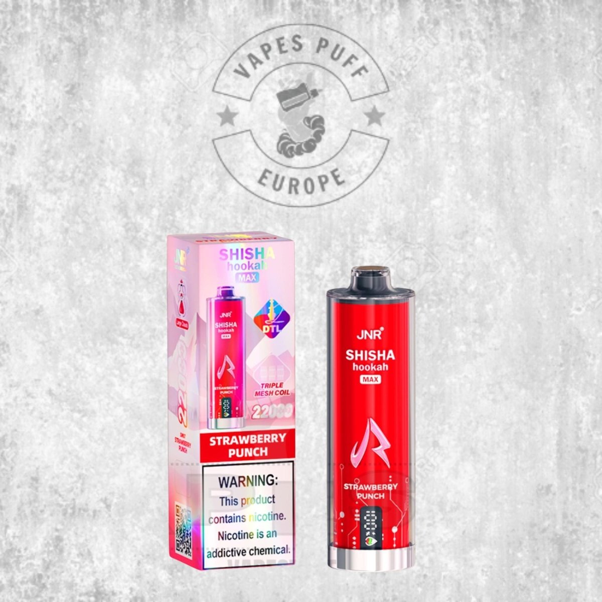 Puff JNR Shisha Max 22K Strawberry Punch Cigarette électronique jetable 