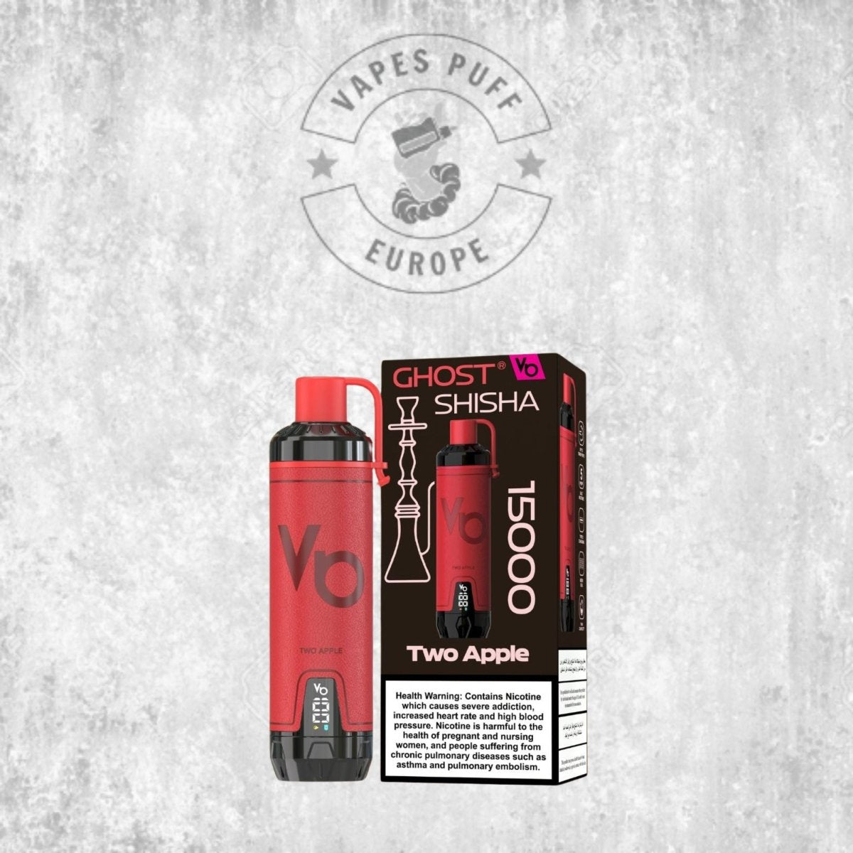 Puff Ghost Shisha 15K Two Apple Cigarette électronique jetable 